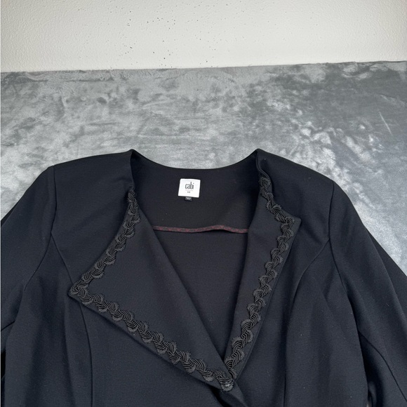 Cabi Agency Jacket Blazer 12 Black Stretch Knit Peplum Career Embellished Lapel - Picture 2 of 14